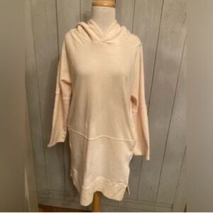 Intimately Free People Pale Yellow Hooded Mini Dress Tunic Side Slits Sz Small
